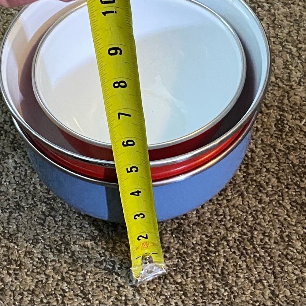 Set of Three Colorful Mixing Bowls Metal Enamel - Picture 16 of 16